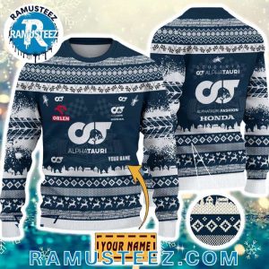 Scuderia AlphaTauri Formula 1 Custom Name 2025 Ugly Christmas Sweater