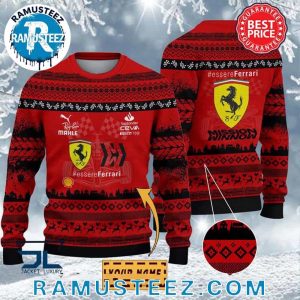 Scuderia Ferrari F1 Racing Team Custom Name 2025 Holiday Gift For Fan Ugly Christmas Sweater