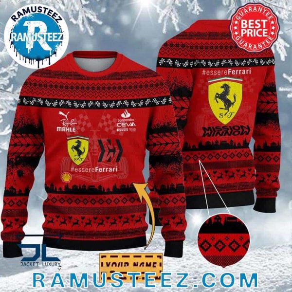 Scuderia Ferrari F1 Racing Team Custom Name 2025 Holiday Gift For Fan Ugly Christmas Sweater