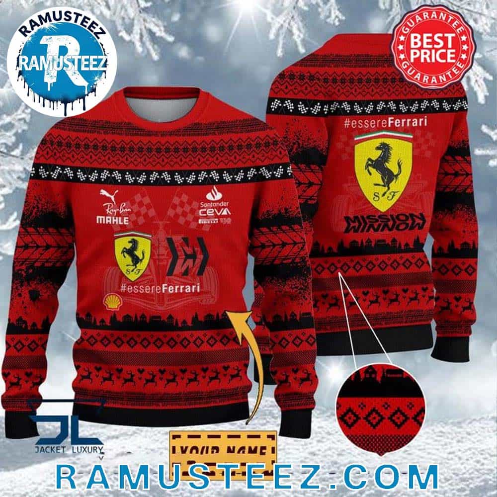 Scuderia Ferrari F1 Racing Team Custom Name 2025 Holiday Gift For Fan Ugly Christmas Sweater Scuderia Ferrari F1 Racing Team Custom Name 2025 Holiday Gift For Fan Ugly Christmas Sweater