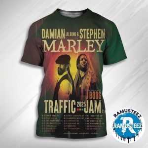 Stephen Marley x Damian Marley Traffic Jam 2025 Summer Tour Dates List For August And September Start In Santa Cruz CA 3D T-Shirt