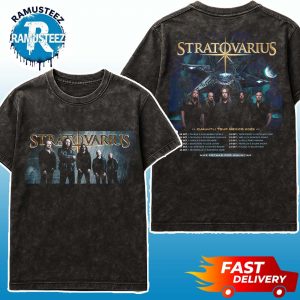 Stratovarius In Puebla Cuauhtli Tour Mexico 2025 Dates List Kick Off On October 8th At Explanada Puebla Two Sided Print Washed T-Shirt