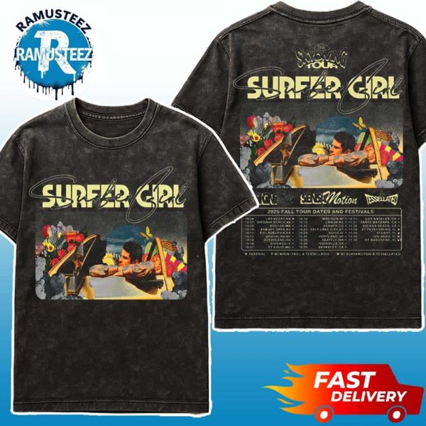 Surfer Girl Music Band On October 4 The Sky Diving Tour 2025 Fall Tour Cities List Start In Las Vegas NV Two Sided Print Washed T-Shirt