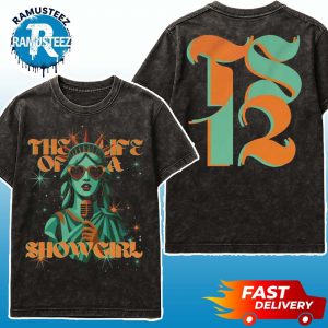 Taylor Swift TS12 The Life Of A Showgirl 12th Studio Album Merchandise Out October 3 2025 Two Sided Print Washed T-Shirt