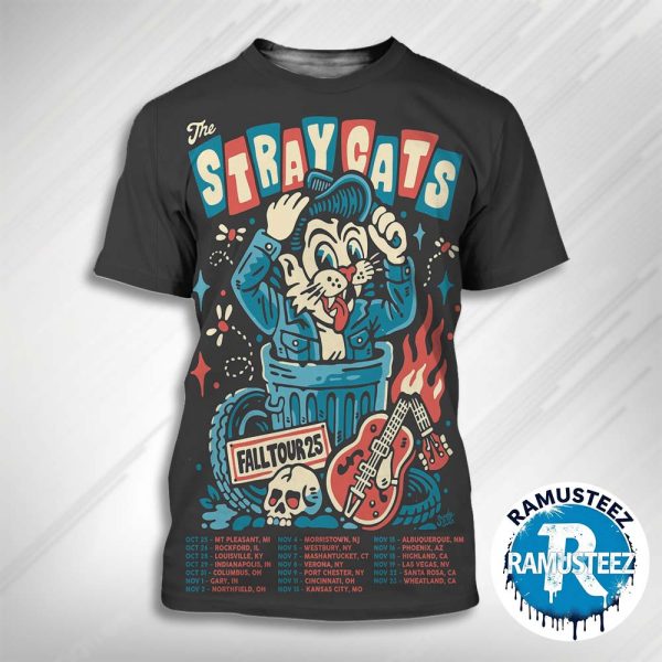 The Stray Cats Fall Tour 2025 Cities List Start In MT Pleasant MI On October 25th All Over Print Unisex T-Shirt