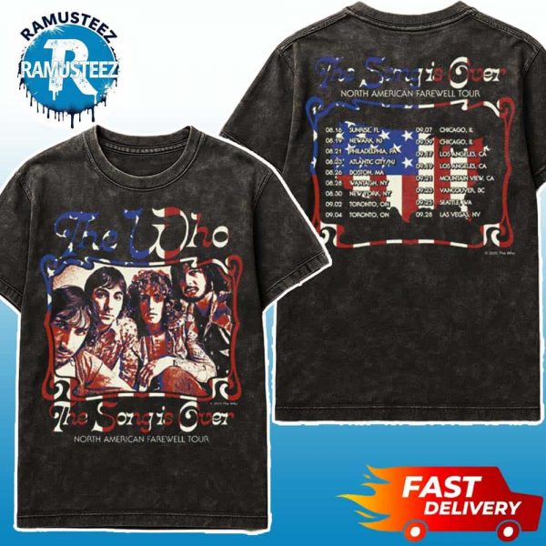 The Who The Song Is Over North America Photo Dateback Cover North American Farewell Tour 2025 Tee Washed T-Shirt