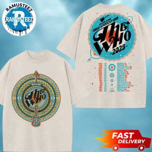 The Who The Song is Over Guitar Arrow Dateback Merch Tee North American Farewell Tour 2025 Apricot Washed T-Shirt