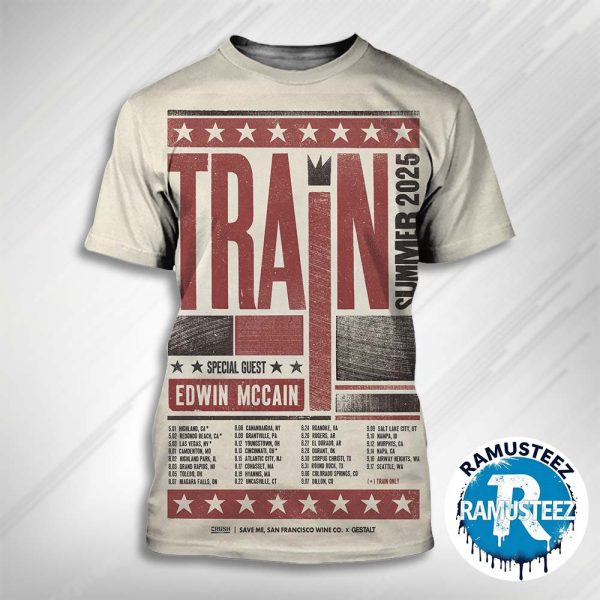 Train Band North America Summer Tour 2025 On August And September Cities List Start In High Land CA All Over Print Unisex T-Shirt