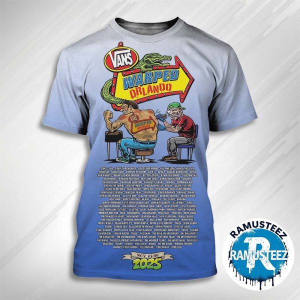Vans Warped Tour Poster Line Up In Orlando FL At Camping World Stadium On November 15th And 16th 2025 All Over Print T-Shirt