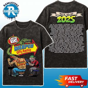 Vans Warped Tour Poster Line Up In Orlando FL At Camping World Stadium On November 15th And 16th 2025 Two Sided Print Washed T-Shirt