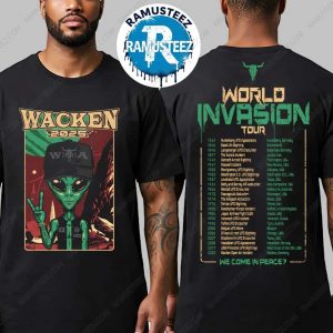 Wacken Open Air 2025 Collection Tee Alien World Invasion Tour We Come In Peace Two Sided Print T-Shirt