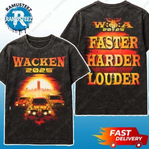 Wacken Open Air 2025 Merchandise Tee Faster Harder Louder Desert Race Two Sided Print Washed T-Shirt