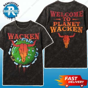 Wacken Open Air 2025 Tiny Planet Exclusive Tee Welcome To Planet Wacken Two Sided Print Washed T-Shirt