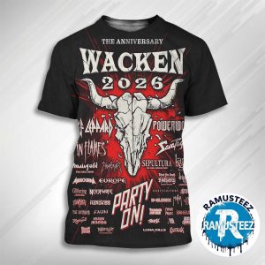 Wacken Open Air 2026 35 Years Anniversary Poster Lineup With 35 Bands To Shake The Holy Ground All Over Print T-Shirt