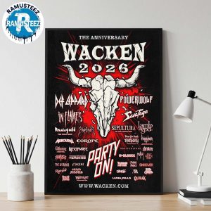 Wacken Open Air 2026 35 Years Anniversary Poster Lineup With 35 Bands To Shake The Holy Ground Wall Decor Poster Canvas
