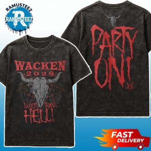 Wacken Open Air 2026 Louder Than Hell Party On Collection Tee Two Sided Print Washed T-Shirt