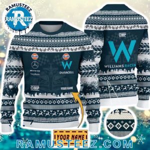 Williams Racing F1 Custom Name Pattern 2025 Ugly Christmas Sweater