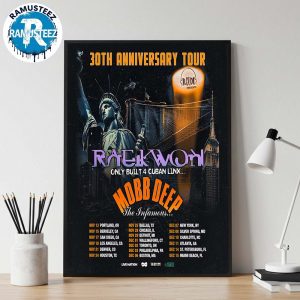 Wu Tang Clan 30th Anniversary Tour 2025 Dates List For Novemver And December In Portland OR With Mobb Deep And Raekwon Poster Canvas