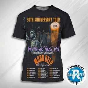Wu Tang Clan Novemver And December 30th Anniversary Tour 2025 Dates List In Portland OR With Mobb Deep And Raekwon 3D T-Shirt