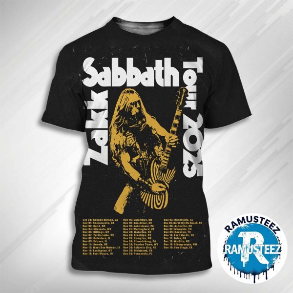 Zakk Sabbath Tour 2025 Dates List Kick Off On October 30 In Rancho Mirage CA All Over Print T-Shirt